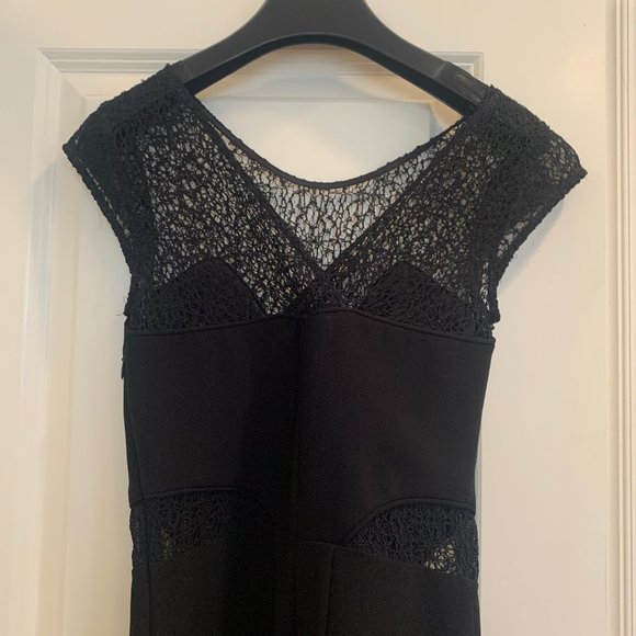 Kooples black cocktail dress with leather detail - Picture 7 of 10